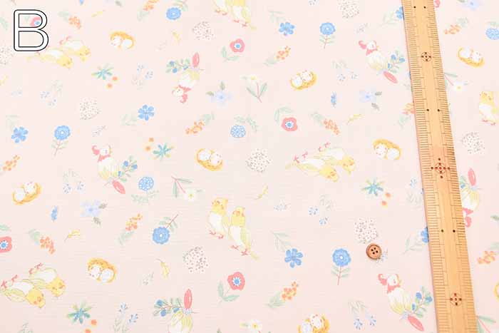 Cotton ox printed fabric Flowers and parakeets - nomura tailor