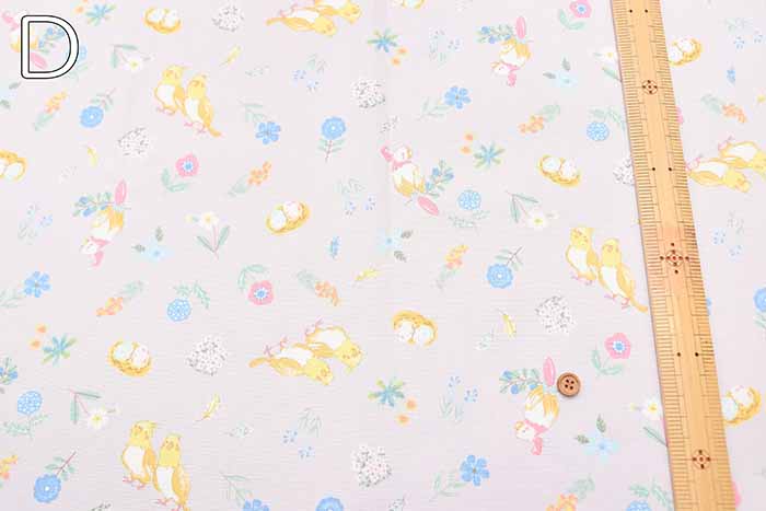 Cotton ox printed fabric Flowers and parakeets - nomura tailor