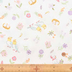 Cotton ox printed fabric Flowers and parakeets - nomura tailor