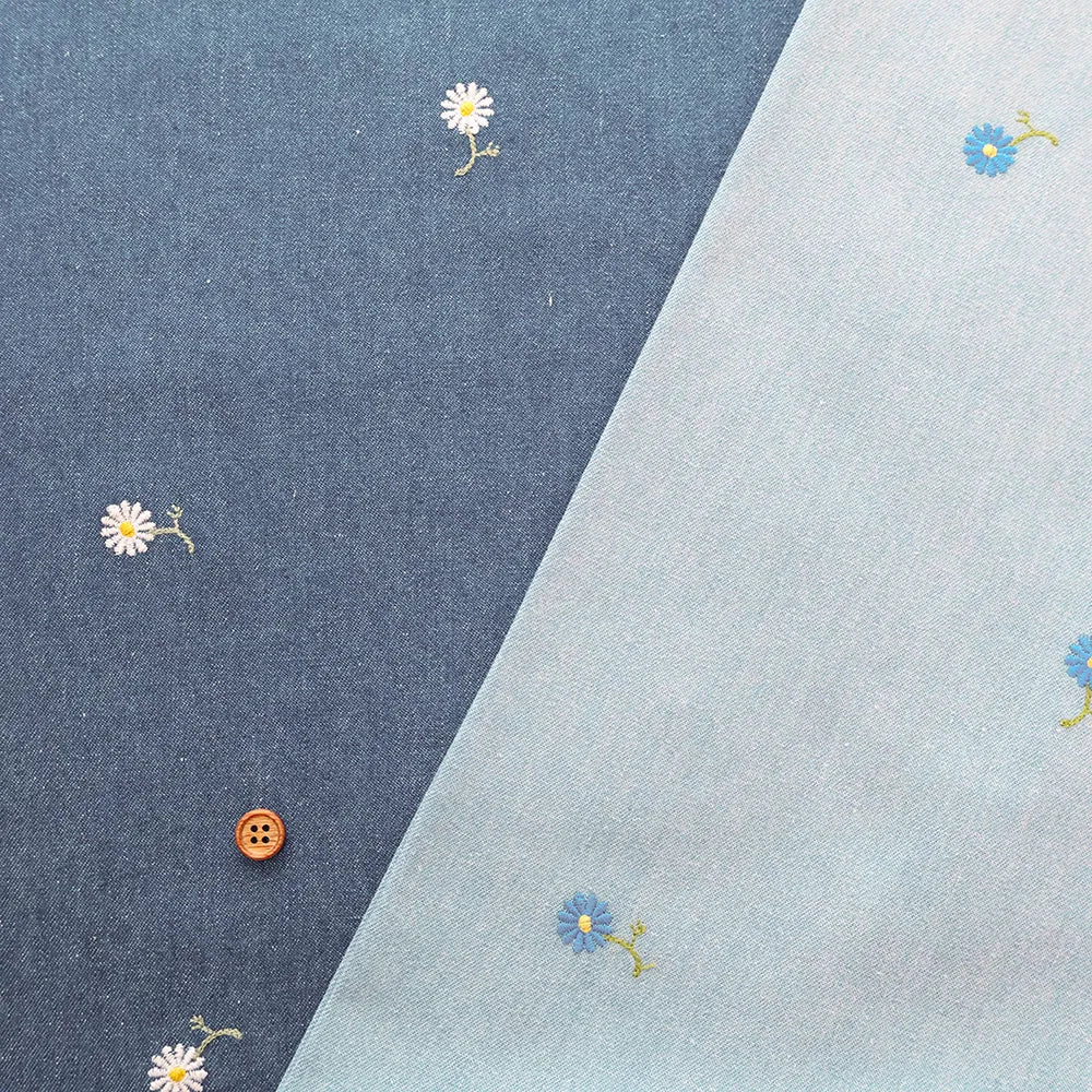 Made in China Cotton 5oz Soft Denim Embroidered Fabric マーガレット - nomura tailor