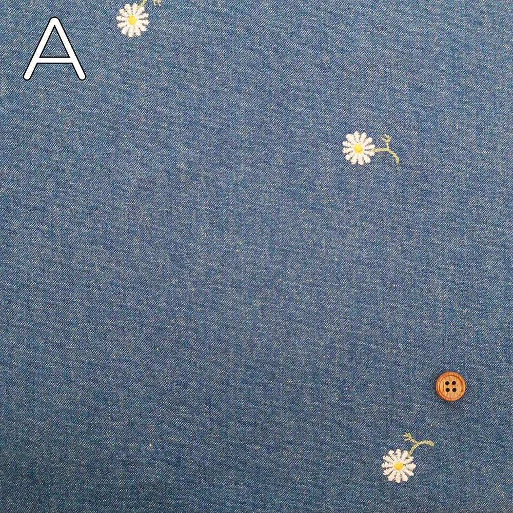 Made in China Cotton 5oz Soft Denim Embroidered Fabric マーガレット - nomura tailor