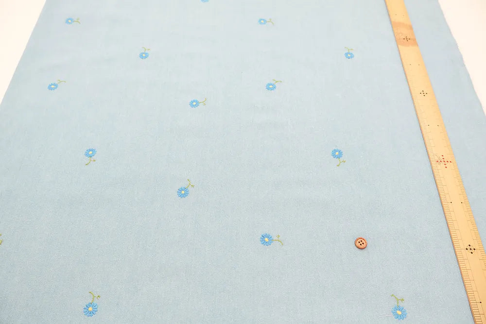 Made in China Cotton 5oz Soft Denim Embroidered Fabric マーガレット - nomura tailor
