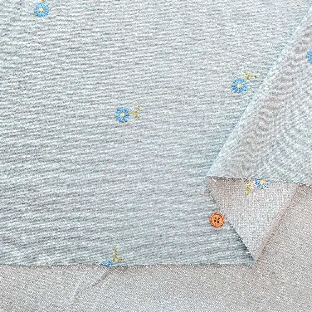 Made in China Cotton 5oz Soft Denim Embroidered Fabric マーガレット - nomura tailor