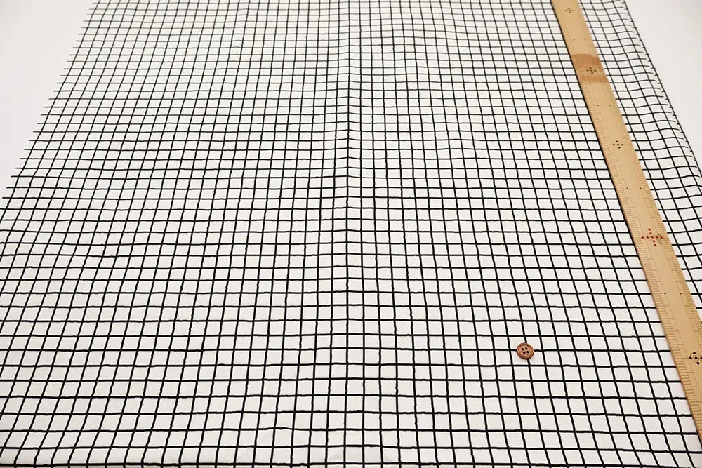 Cotton Oxford Printed Fabric - Grid - nomura tailor