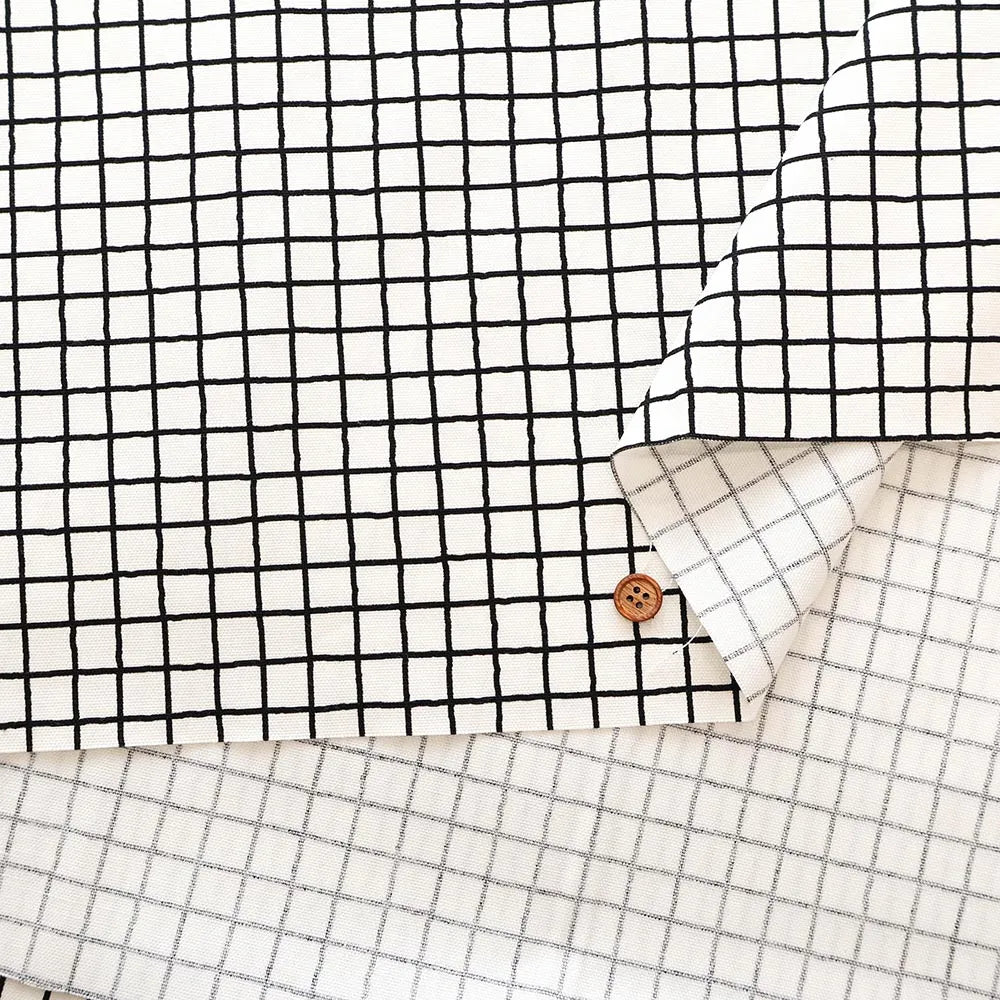 Cotton Oxford Printed Fabric - Grid - nomura tailor