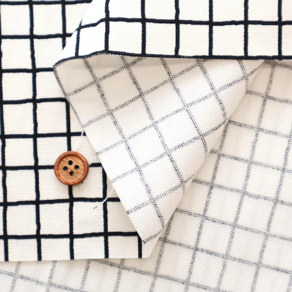 Cotton Oxford Printed Fabric - Grid - nomura tailor