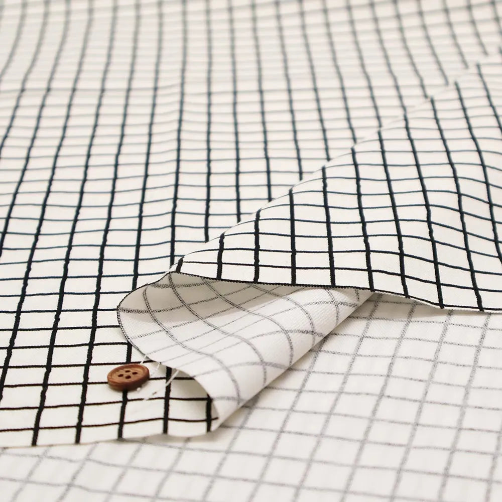 Cotton Oxford Printed Fabric - Grid - nomura tailor