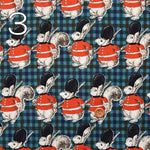 Cotton Seating Print Fabric FOREST FRIENDS Cabe x Gingham - nomura tailor