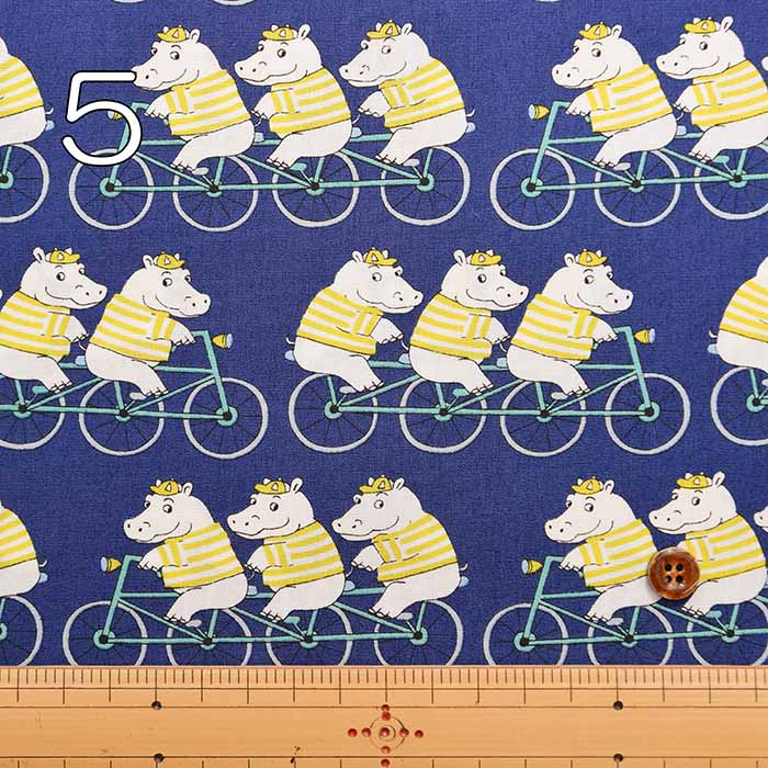 Cotton Broad Broad Printed Fabric Hippo Bicycle - nomura tailor