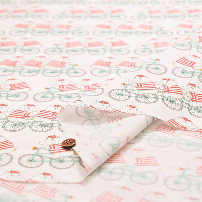 Cotton Broad Broad Printed Fabric Hippo Bicycle - nomura tailor