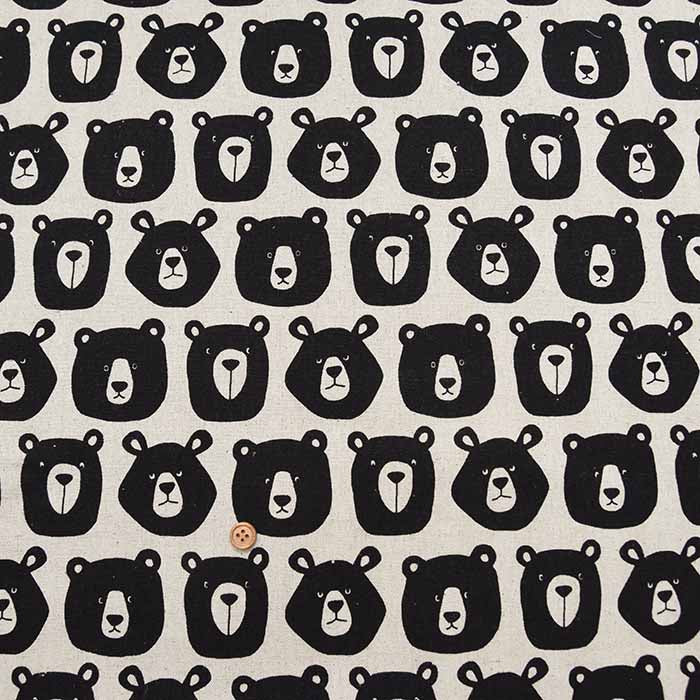 C/L Canvas printed fabric Kyoton Bear - nomura tailor