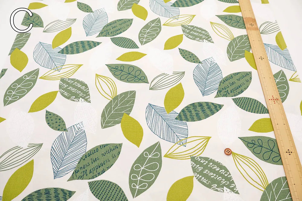 Cotton Oxford Printed Fabric - Leaf - nomura tailor