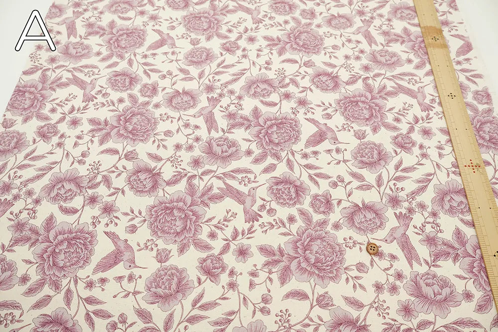 Cotton 10 Canvas Printed Fabric - Flower Bird - nomura tailor