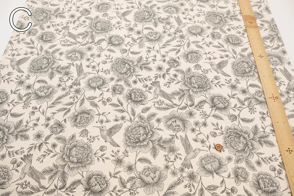 Cotton 10 Canvas Printed Fabric - Flower Bird - nomura tailor