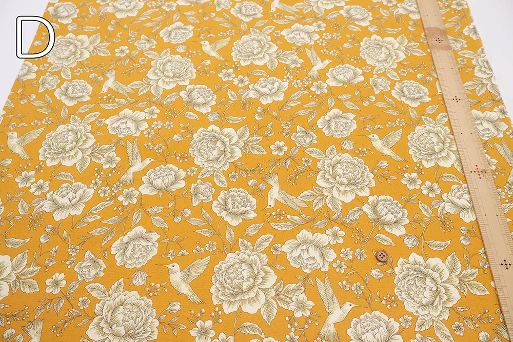Cotton 10 Canvas Printed Fabric - Flower Bird - nomura tailor