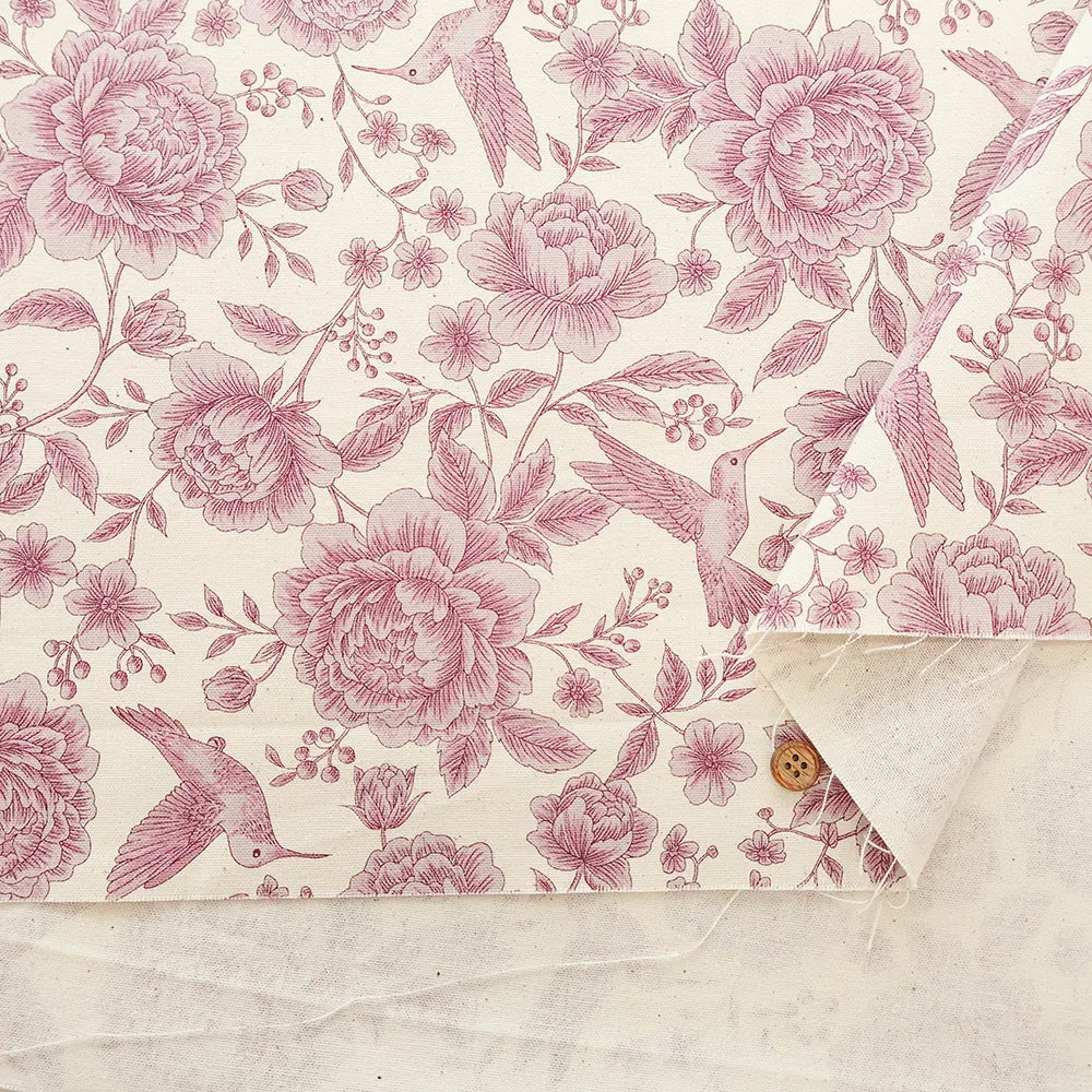 Cotton 10 Canvas Printed Fabric - Flower Bird - nomura tailor