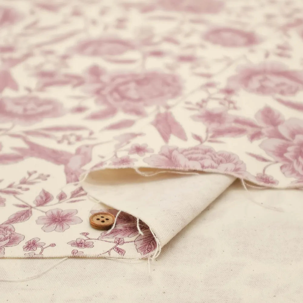 Cotton 10 Canvas Printed Fabric - Flower Bird - nomura tailor