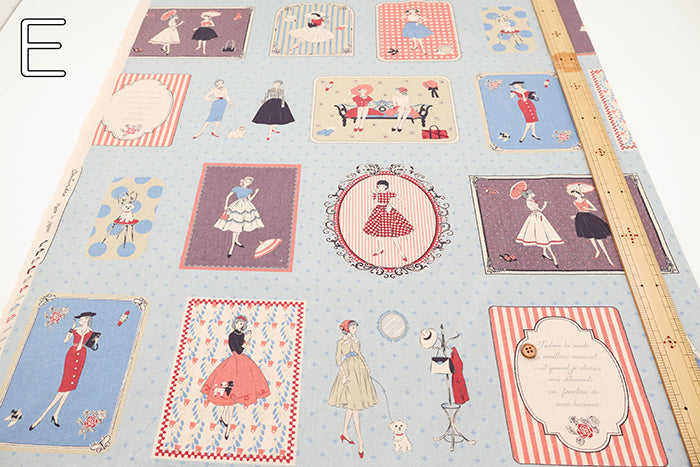 <Patterned Cut>Cotton Muslin Print Fabric Couturiere - Couturière - vol.2 (1 Pattern : Approx.  105cm × 60cm) - nomura tailor