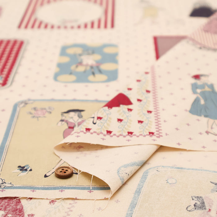 <Patterned Cut>Cotton Muslin Print Fabric Couturiere - Couturière - vol.2 (1 Pattern : Approx.  105cm × 60cm) - nomura tailor