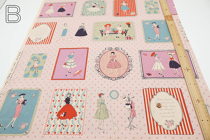 <Patterned Cut>Cotton Muslin Print Fabric Couturiere - Couturière - vol.2 (1 Pattern : Approx.  105cm × 60cm) - nomura tailor