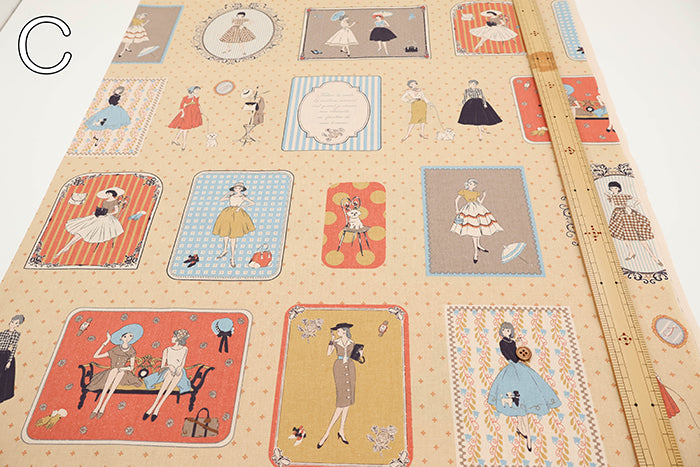 <Patterned Cut>Cotton Muslin Print Fabric Couturiere - Couturière - vol.2 (1 Pattern : Approx.  105cm × 60cm) - nomura tailor