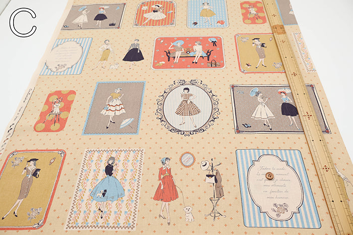 <Patterned Cut>Cotton Muslin Print Fabric Couturiere - Couturière - vol.2 (1 Pattern : Approx.  105cm × 60cm) - nomura tailor