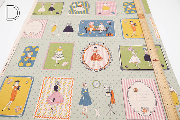 <Patterned Cut>Cotton Muslin Print Fabric Couturiere - Couturière - vol.2 (1 Pattern : Approx.  105cm × 60cm) - nomura tailor