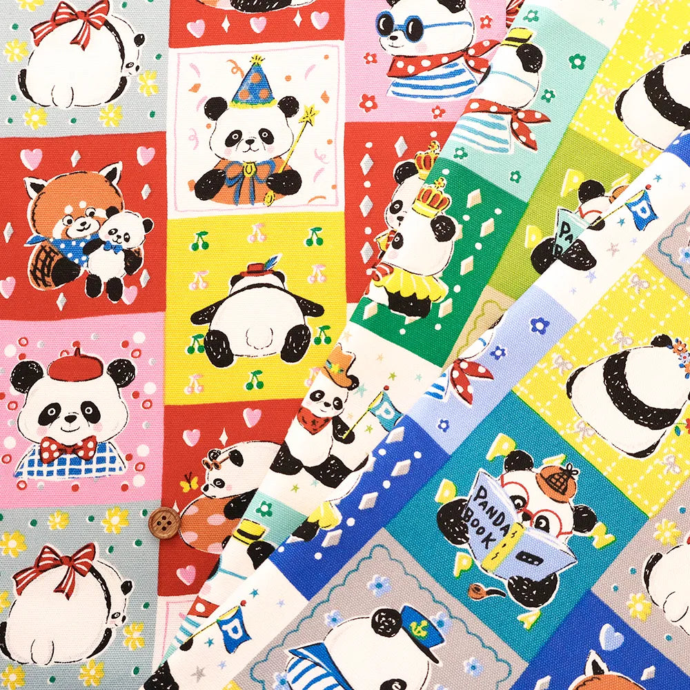 Cotton Oxford Printed Fabric - Stylish Pandas - nomura tailor
