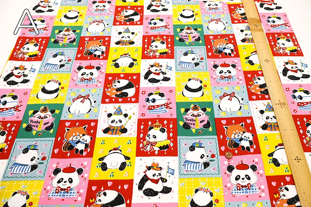 Cotton Oxford Printed Fabric - Stylish Pandas - nomura tailor