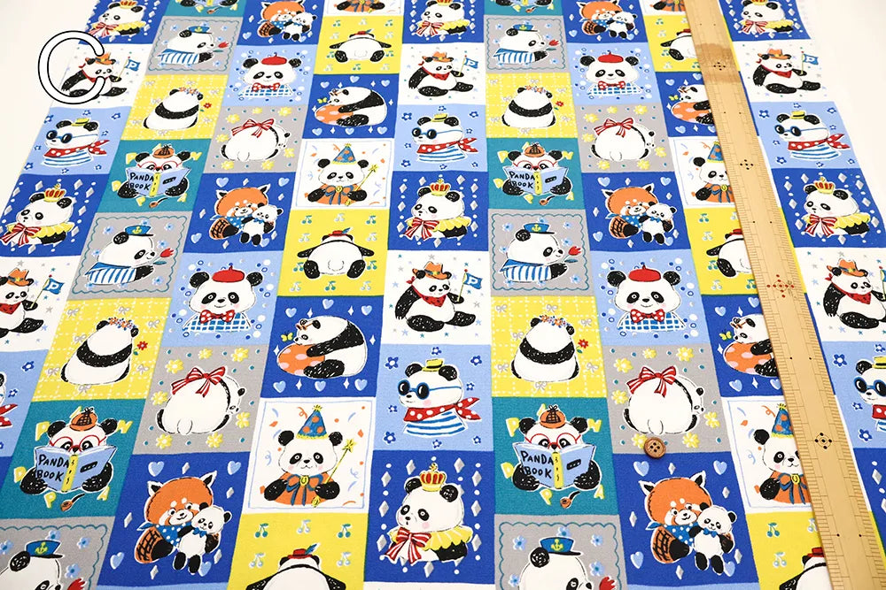Cotton Oxford Printed Fabric - Stylish Pandas - nomura tailor