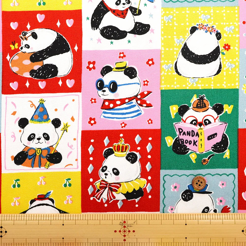 Cotton Oxford Printed Fabric - Stylish Pandas - nomura tailor