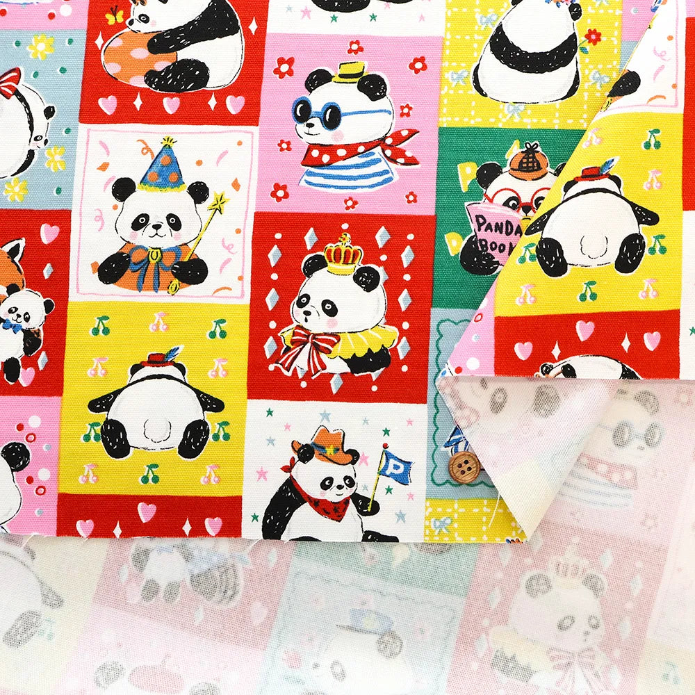 Cotton Oxford Printed Fabric - Stylish Pandas - nomura tailor