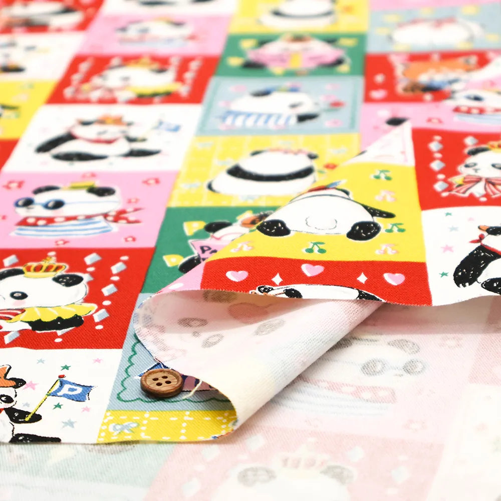 Cotton Oxford Printed Fabric - Stylish Pandas - nomura tailor