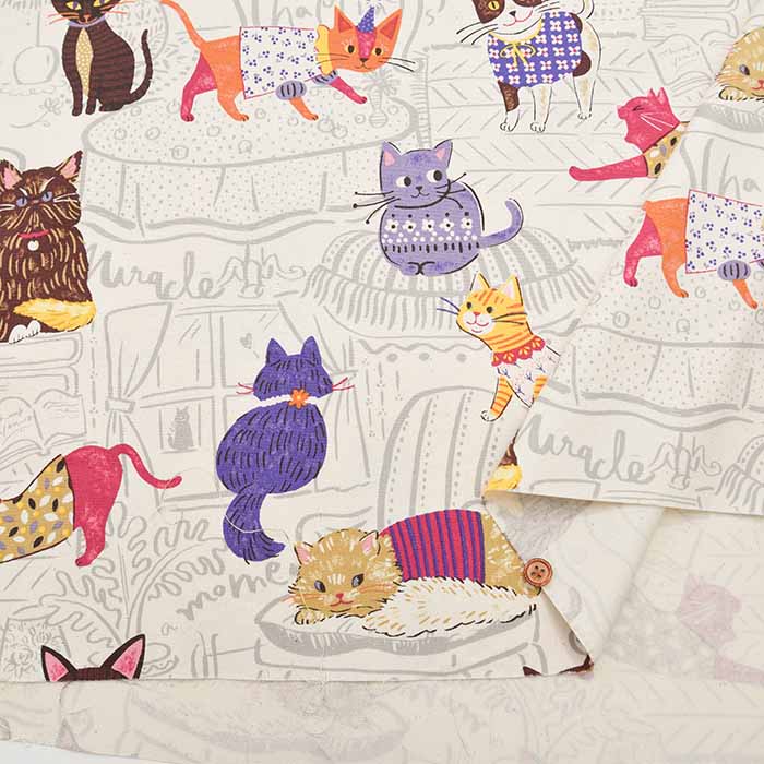 Cotton Ox Printed Fabric Powerful Animal Cat - nomura tailor