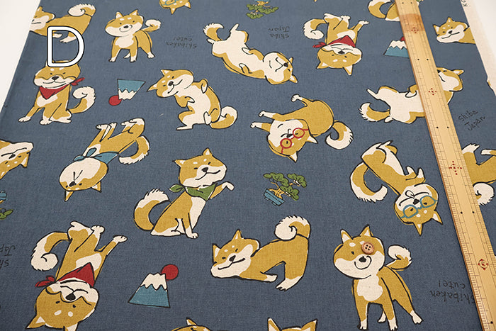 C/L Canvas Print Fabric -  Doodle Animal Shiba JAPAN - nomura tailor