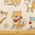 C/L Canvas Print Fabric -  Doodle Animal Shiba JAPAN - nomura tailor