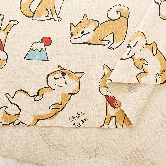 C/L Canvas Print Fabric -  Doodle Animal Shiba JAPAN - nomura tailor