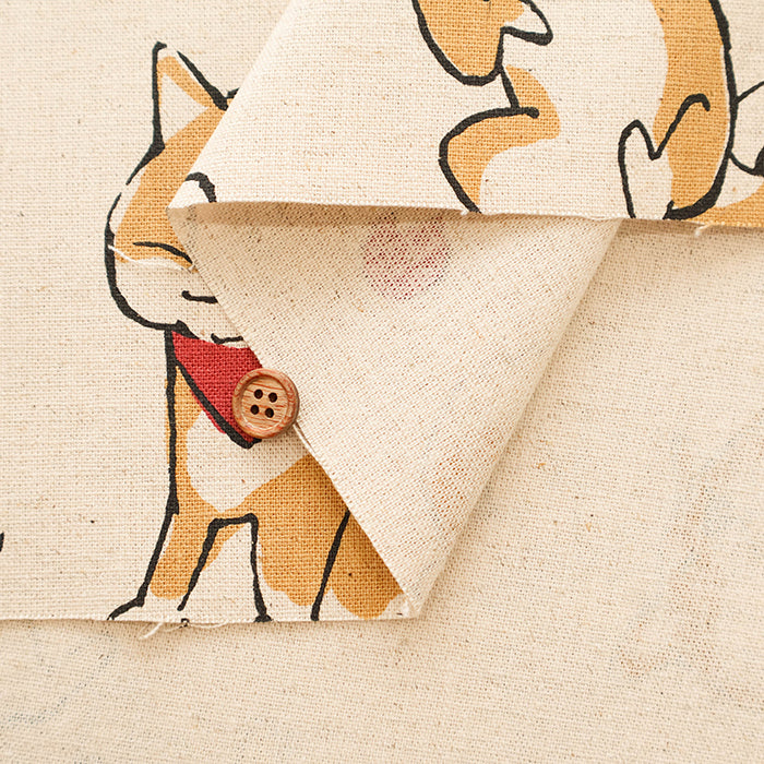 C/L Canvas Print Fabric -  Doodle Animal Shiba JAPAN - nomura tailor