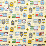 Cotton double gauze printed fabric Train - nomura tailor