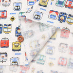 Cotton double gauze printed fabric Train - nomura tailor