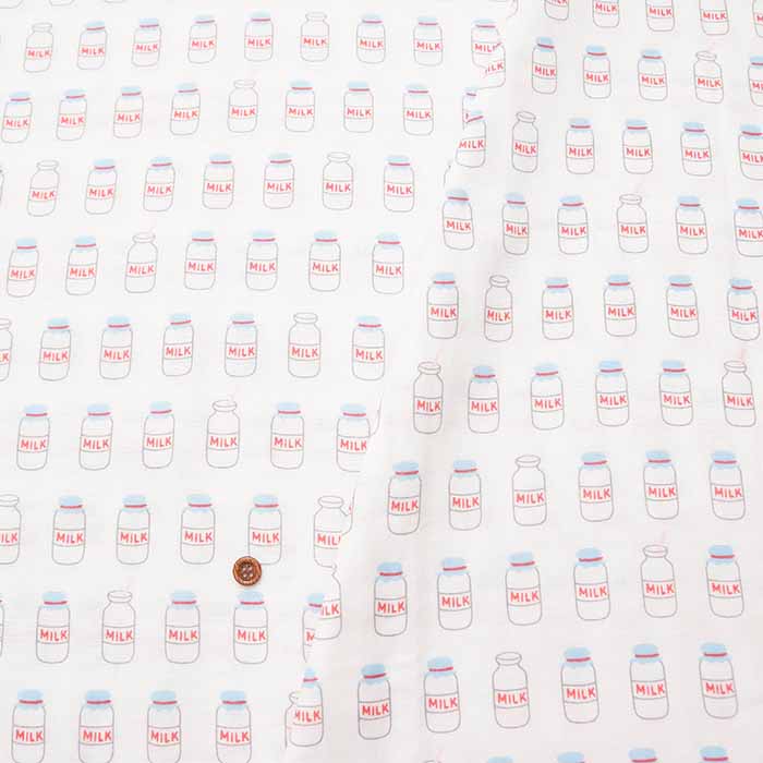 Cotton double gauze printed fabric Milk - nomura tailor