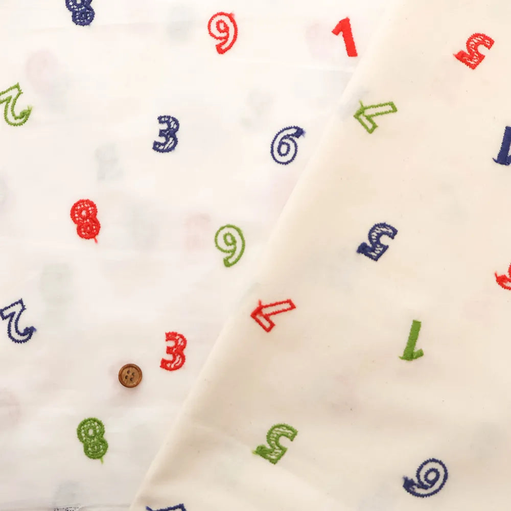 Cotton Cambric Embroidered Fabric 数字 - nomura tailor