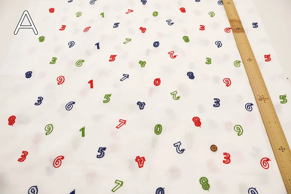 Cotton Cambric Embroidered Fabric 数字 - nomura tailor