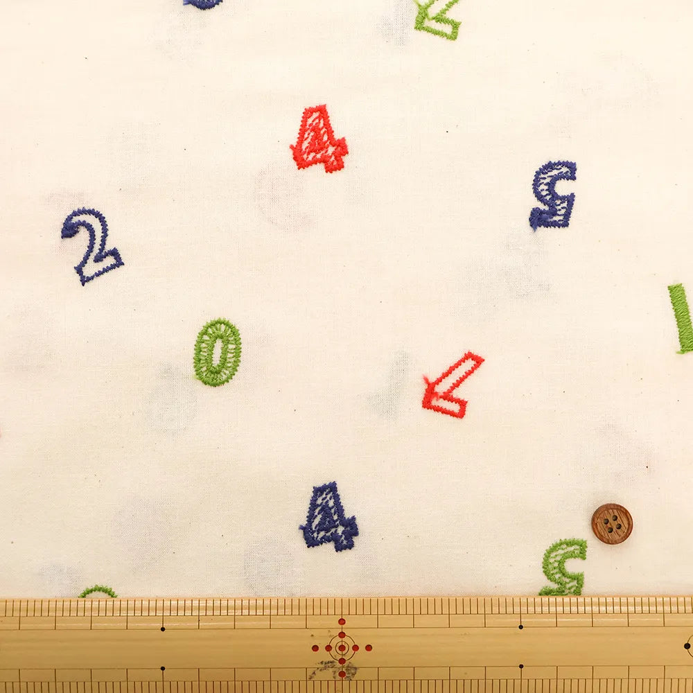 Cotton Cambric Embroidered Fabric 数字 - nomura tailor