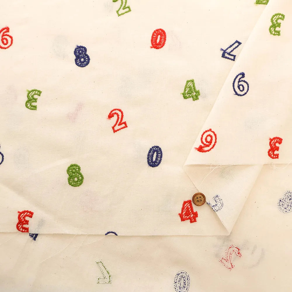 Cotton Cambric Embroidered Fabric 数字 - nomura tailor