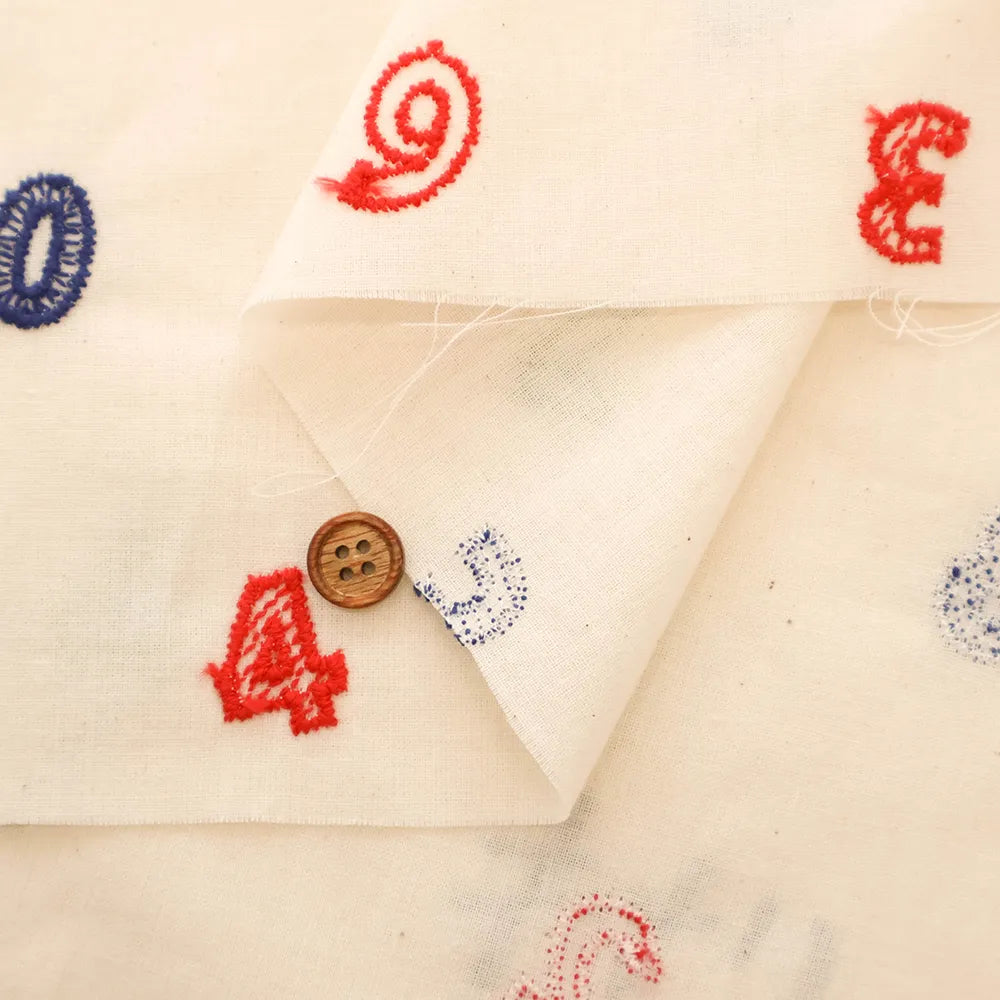 Cotton Cambric Embroidered Fabric 数字 - nomura tailor