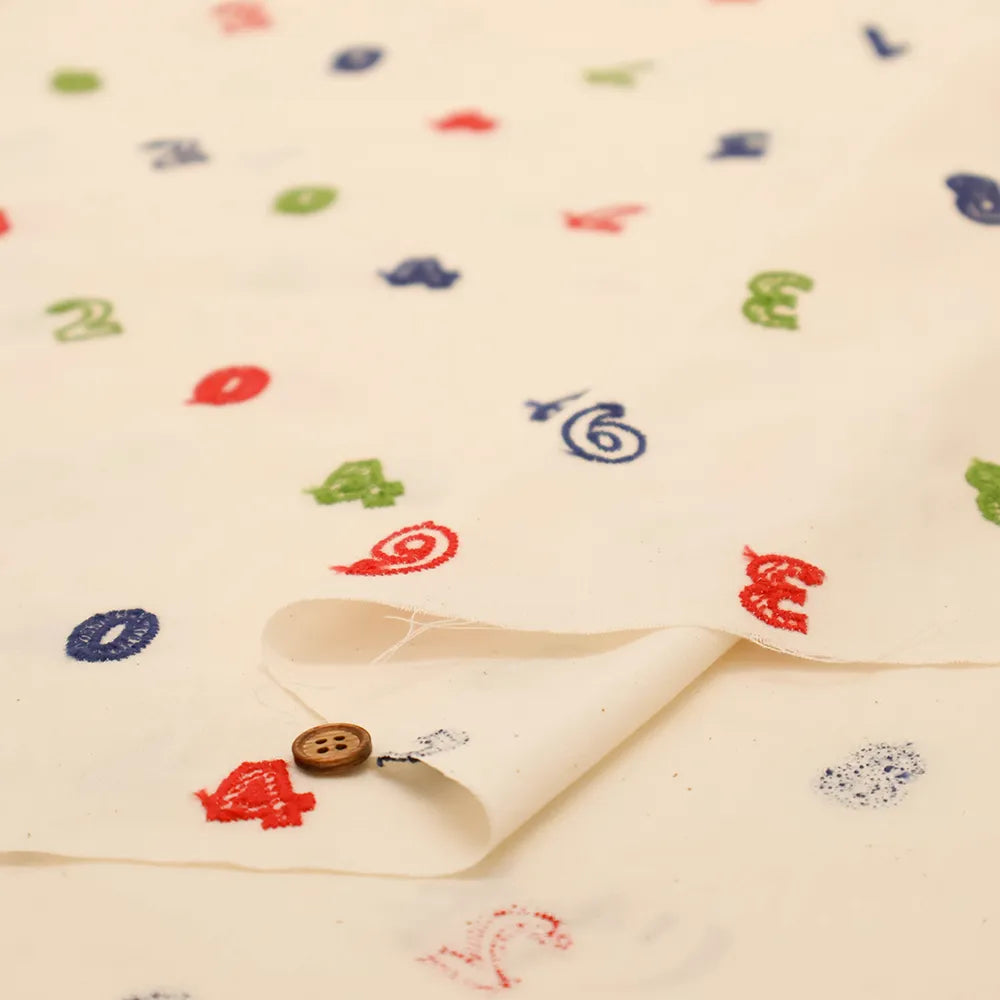 Cotton Cambric Embroidered Fabric 数字 - nomura tailor