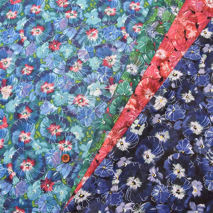 Cotton 60 loan print fabric Vivid Flower - nomura tailor