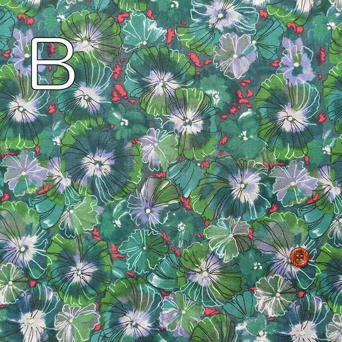 Cotton 60 loan print fabric Vivid Flower - nomura tailor