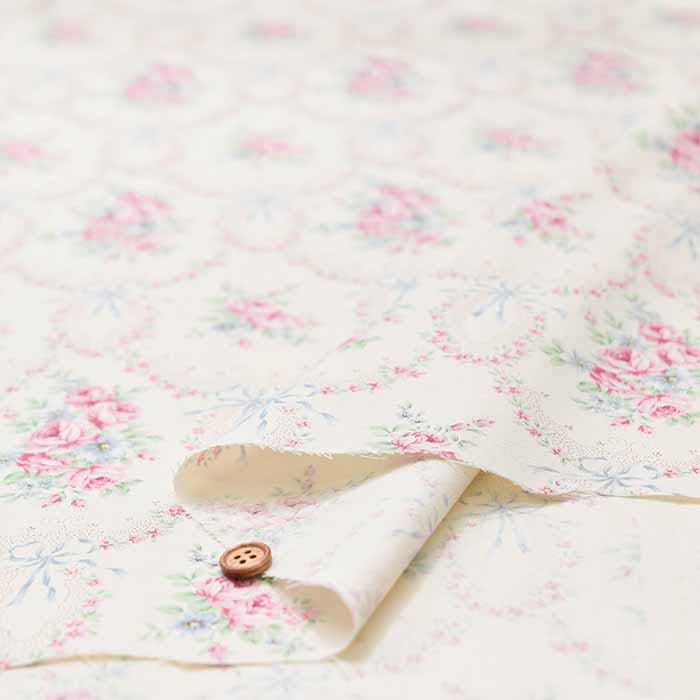 Cotton shirting printed fabric Lace Flower - nomura tailor